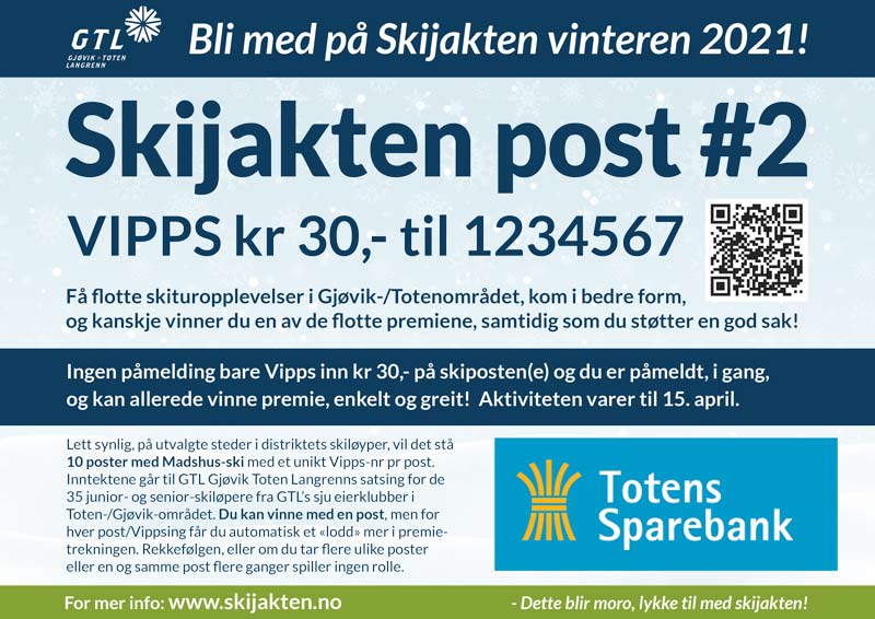 Skijakten 2021  post skiløype Gjøvik Toten Sparebank